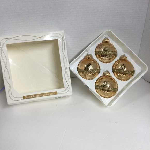 Dayton Hudson Corp. Set of 4 Vintage Gold Glitter Ribbon Christmas Ornaments - Picture 1 of 7